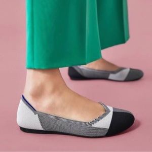 Rothy’s The Flat Plaid Captoe Black Slip On Shoes